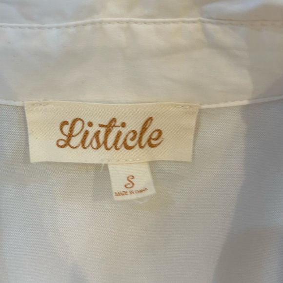 Listicle White Cotton Lace Prairie Cottagecore Dress Puff Sleeve -Small - Picture 2 of 8